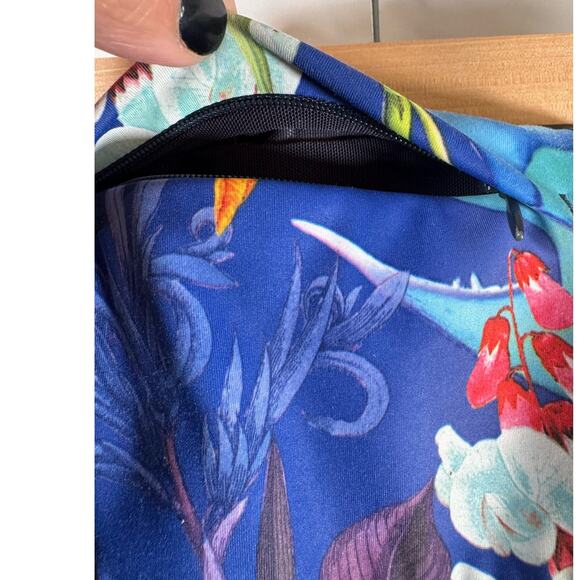 Athleta Tropical Precision Womens S Leggings Navy Floral Sheer Mesh Workout - Picture 8 of 11